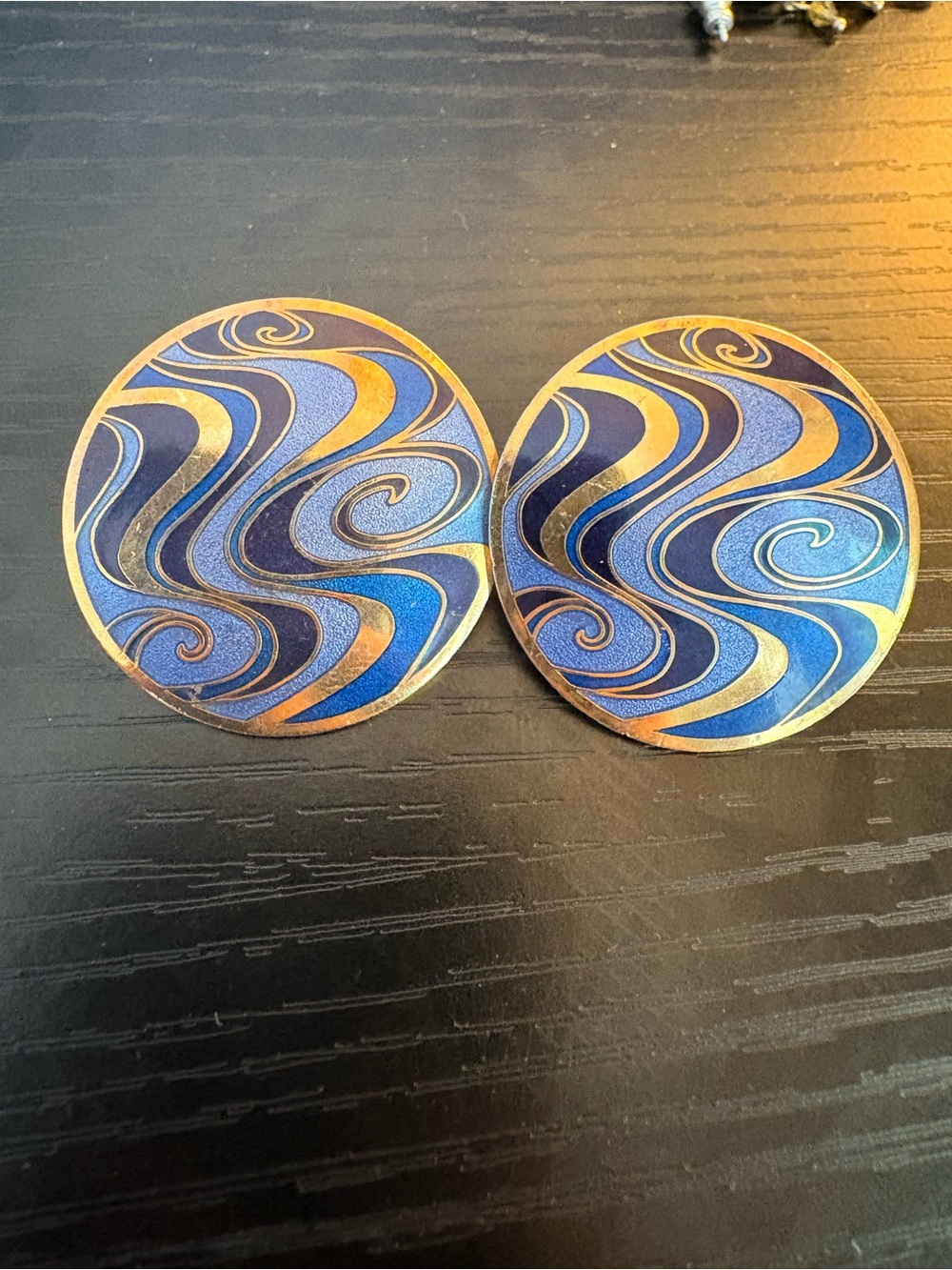 Isle of Skye Signed Round Cloisonné Stud Earrings